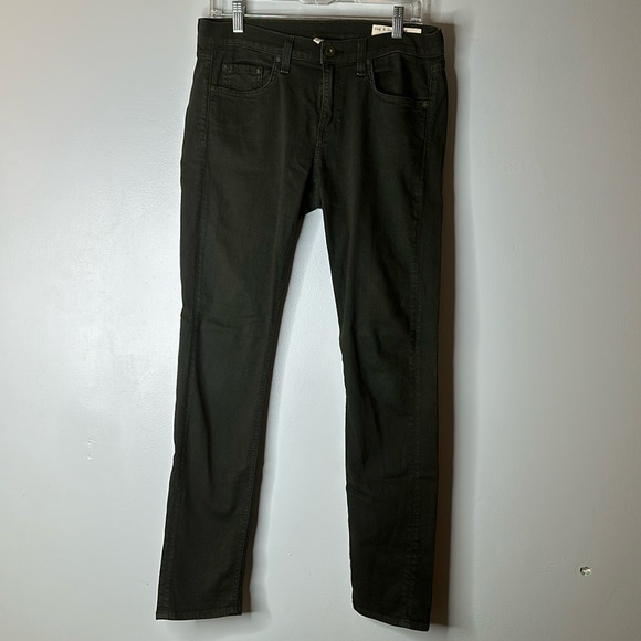 RAG & BONE JEANS SIZE 28 GREEN THE DRE JEANS AGED DARK OLIVE GREEN - Picture 1 of 7